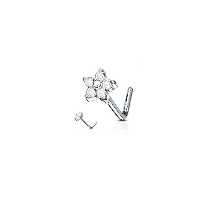 Piercing nez fleur avec cinq pétales en zirconium 5.75€