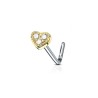 Piercing nez doré coudé cœur en zirconium blanc 5.45€