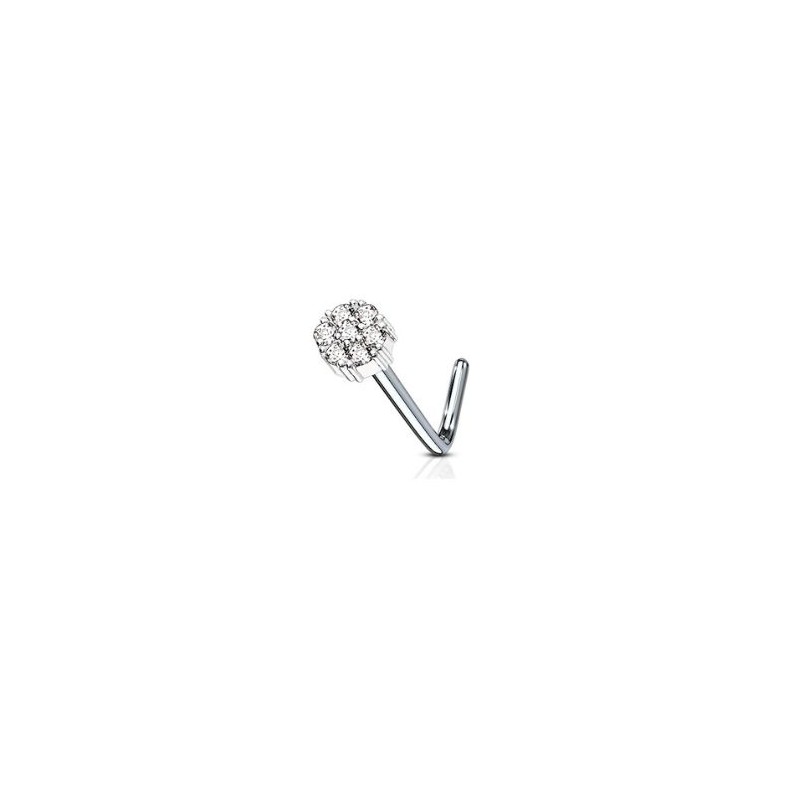 Piercing nez coudé fleur avec sept zirconiums acier 5.30€