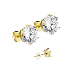 Puces d'oreilles plaqué or zirconium blanc 6mm ou 8mm 9.95€ piercing-alice.fr