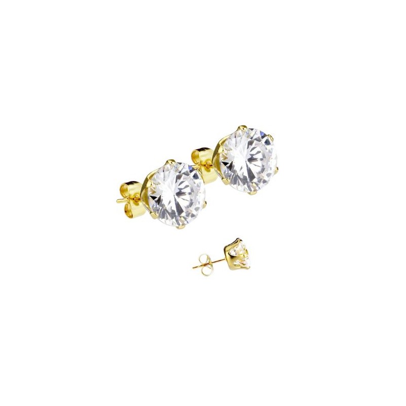 Puces d'oreilles plaqué or zirconium blanc 6mm ou 8mm 9.95€ piercing-alice.fr