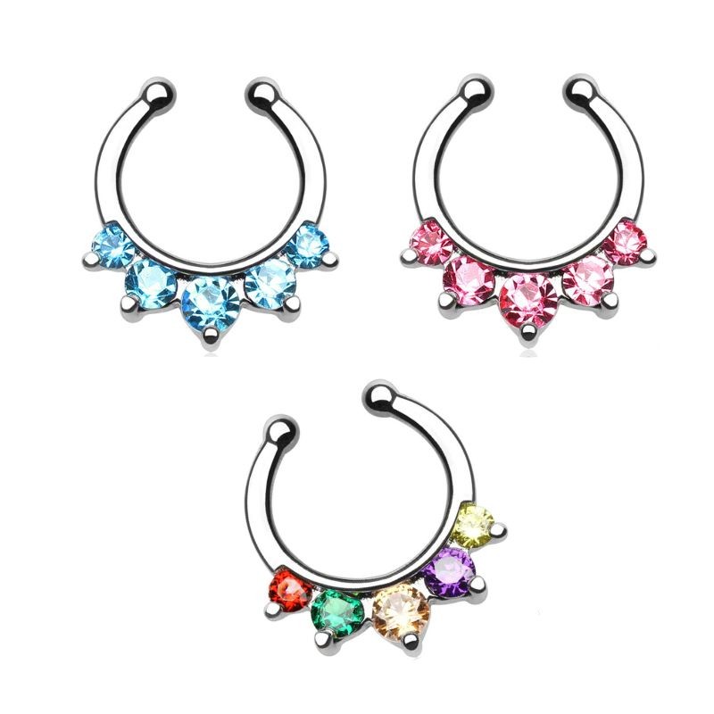 Faux piercing septum 5 zirconiums  5.99€