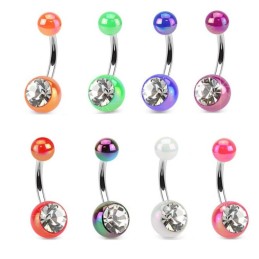 Piercing nombril boules acryliques couleur métallisée4.60€