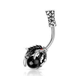 Piercing nombril griffe de dragon tenant une boule noire 8.50€