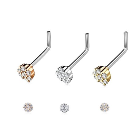 Piercing nez coudé fleur ornée de zircons blancs4.99€