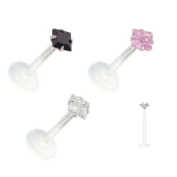 Piercing labret 6mm ou 8mm Bioflex Push-Fit Carré 4.80€