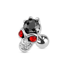 Piercing oreille tragus tête de mort aux yeux rouges  5.90€