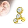 Piercing tragus doré avec trois pierres en opaline blanche 7.49€