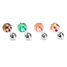 Piercing tragus boule acier et boule acrylique striée bicolore3.70€