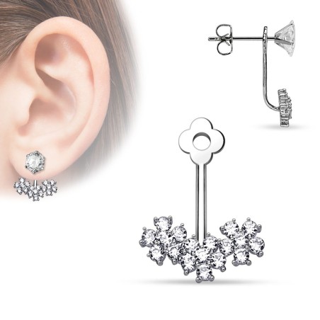 Bijou de puce d'oreille avec des fleurs en zirconium