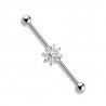 Piercing industriel plaqué  Rhodium avec une fleur IND139G 17.00€