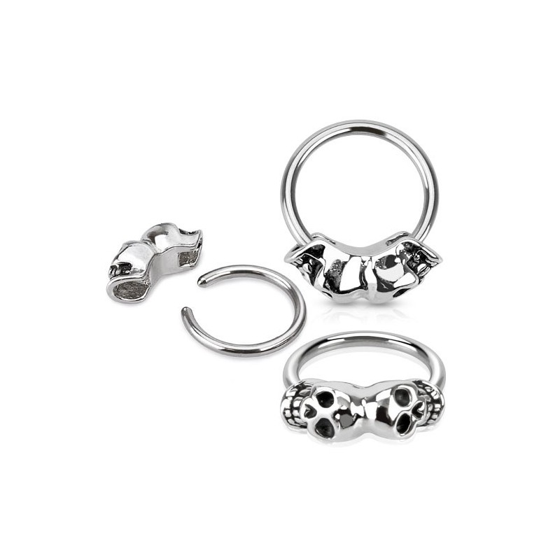 Piercing anneau 12mm x 1,6mm têtes de mort  4.90€