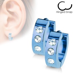 Boucles d'oreilles mixtes bleues avec trois zirconiums 7.90€