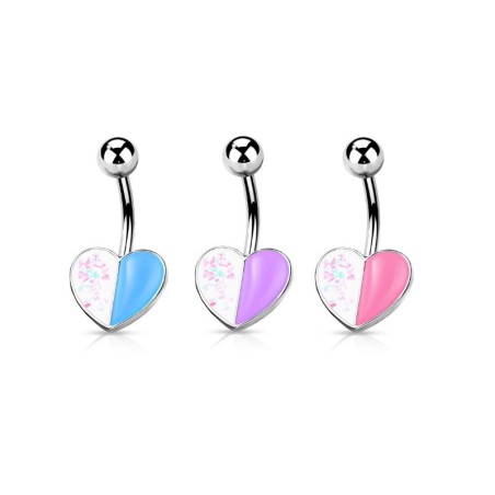 Piercing nombril cœur email et paillettes 7,00€