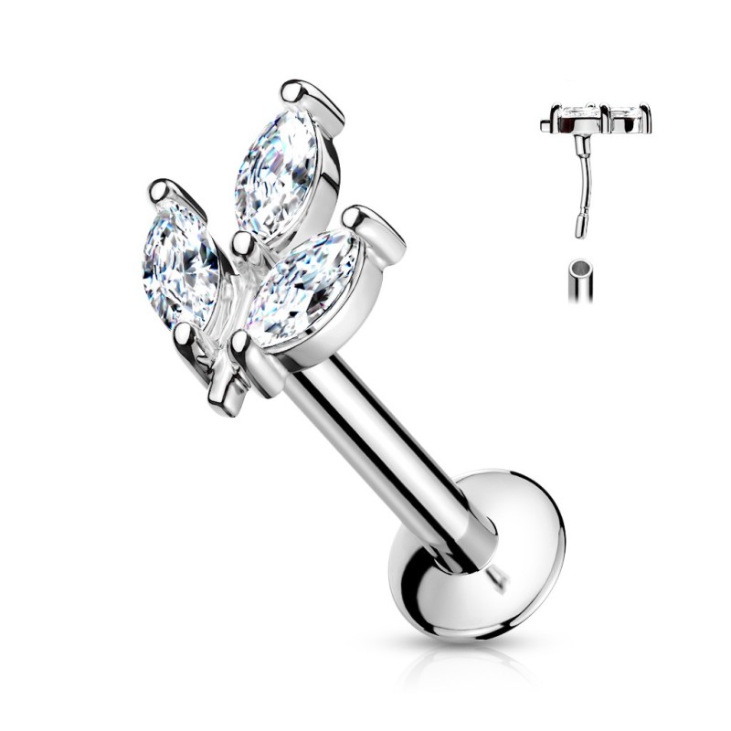 Piercing labret 6mm avec une fleur en zirconium5.49€