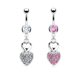 Piercing nombril duo de cœurs acier et cristal7,59€