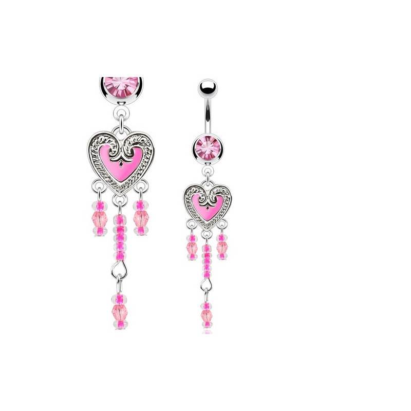 Piercing nombril cœur rose vintage7,99€