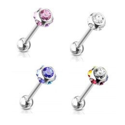 Piercing langue acier chirurgical 7 cristaux  6,85€