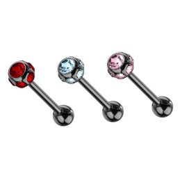 Piercing langue acier anodisé noir 7 cristaux6,80€