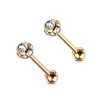 Piercing langue acier chirurgical doré ou or rose 7 cristaux6,80€