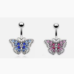 Piercing nombril papillon Gem roses ou bleus7,90€ sur piercing-alice.fr