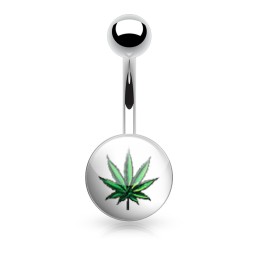 Piercing nombril feuille de cannabis sur fond blanc 6,45€