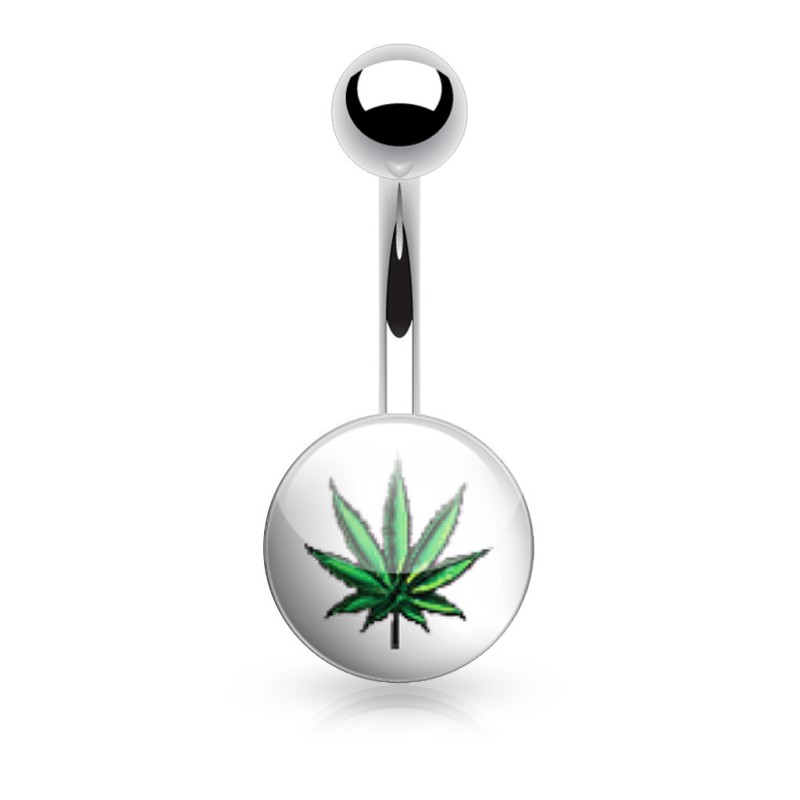 Piercing nombril feuille de cannabis sur fond blanc 6,45€