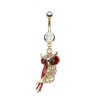 Piercing nombril hibou royal  doré pavé de pierres9,90€