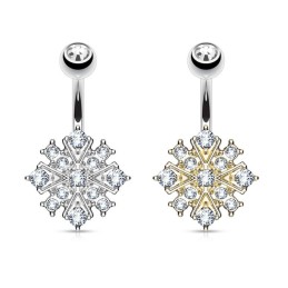 Piercing nombril flocon pavé de cristaux blancs9,50€