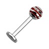 Piercing labret 8mm boule acier striée rouge 4,95€ sur piercing-alice.fr