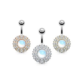 Piercing nombril fleur en cristal, cœur en opaline 8.60€