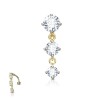 Piercing nombril inversé cristal triple plaqué or 14 carats 14,90€