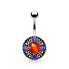 Piercing nombril vintage, cristal rouge fond bleu 6.50€