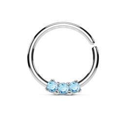 Piercing anneau 10mm avec trois zirconiums bleus NZ068B 5.70€