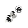 Faux piercing plug acier symbole tribal noir  5.60€