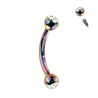 Piercing arcade 8 mm, titane pvd arc en ciel boules avec cristal blanc 9,50€