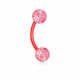 Piercing d'arcade bioflex rouge boules pailletées en acrylique 3.89€