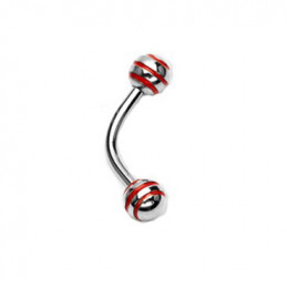 Piercing arcade 8mm boules striées rouges4.90€