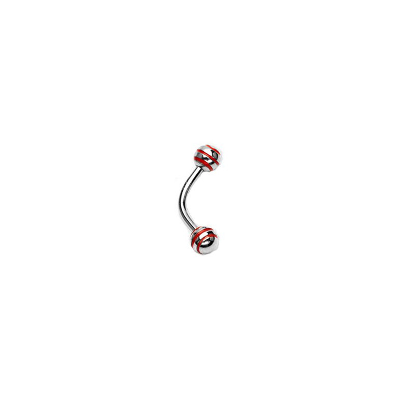 Piercing arcade 8mm boules striées rouges4.90€