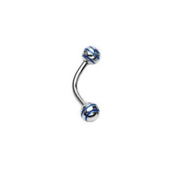 Piercing arcade 8mm boules striées bleues 4.90€