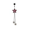 Piercing nombril pendentif étoile noir et fleur rose avec chainettes 7,90€