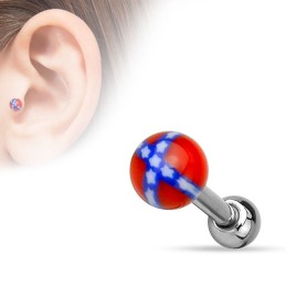 Piercing tragus avec une boule rouge avec étoiles3.90€