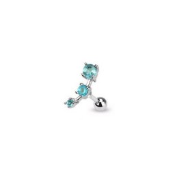 Piercing Cartilage, Tragus, Hélix avec 3 zirconiums bleus 5.45€