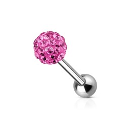 Piercing 6mm cartilage tragus, hélix, lobe boule 5mm en cristal rose 5.90€