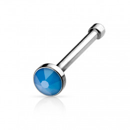 Piercing nez droit 0.8mm acier chirurgical avec une opale bleue piercing-alice.fr 5.30€