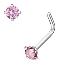 Piercing de nez coudé avec un zirconium rose de 3mm 5.35€