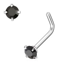 Piercing de nez coudé avec un zirconium noir serti 5,50€ sur Piercing-Alice.fr