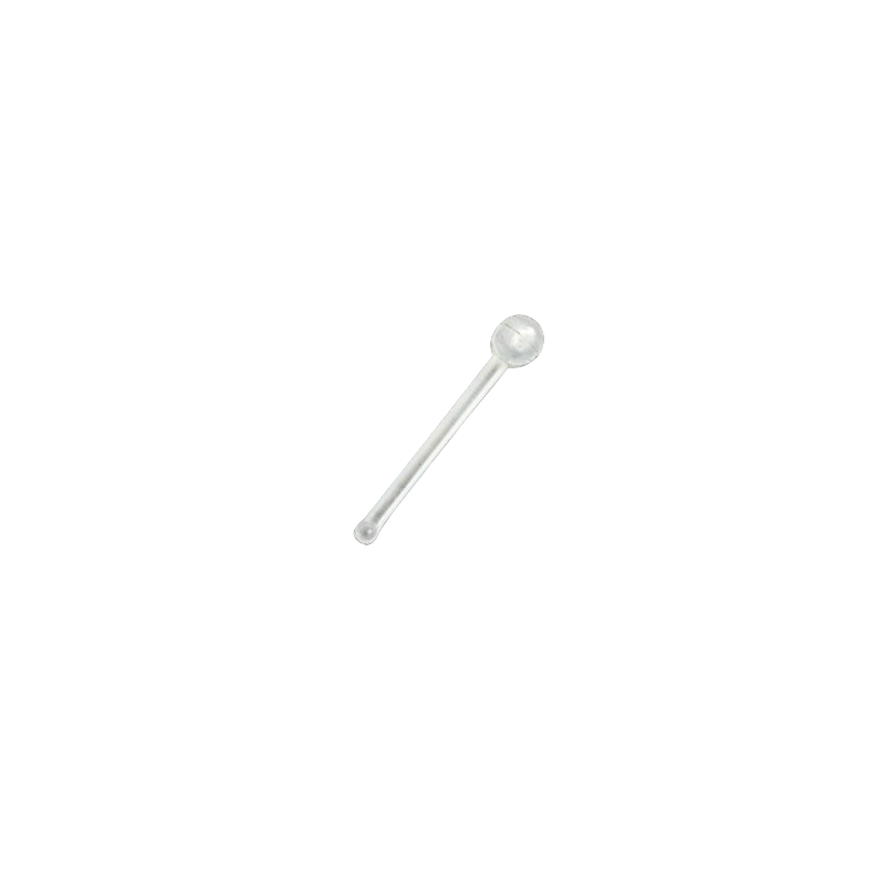 Piercing nez droit tige 0,8mm incolore avec boules 2mm