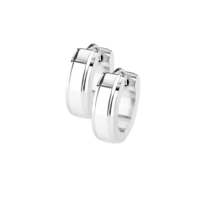 Anneaux d' oreilles 14mm acier chirurgical rainurés argenté 10,50€