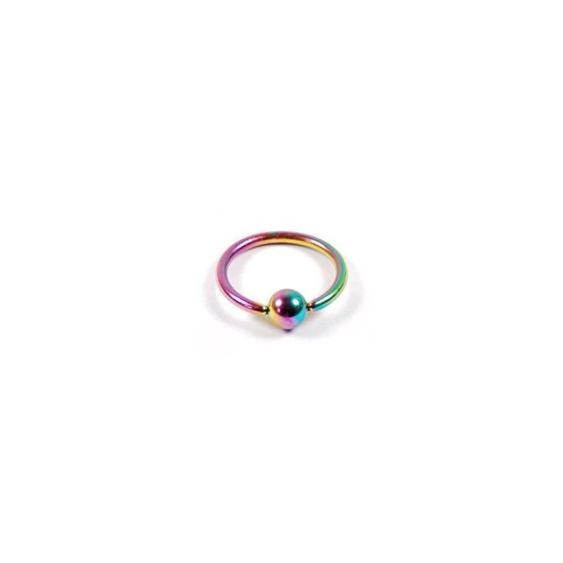 Piercing anneau 10 x 1,2mm acier chirurgical arc en ciel avec boule captive 5,90€